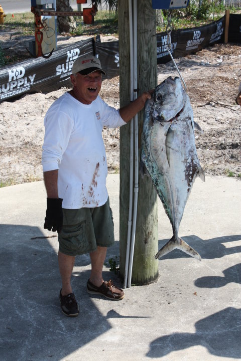 Eddie with his new best friend, a 35.9 Lb African Pompano!
